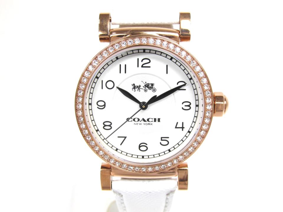 Coach Madison White Dial White Leather Strap Watch for Women - 14502401