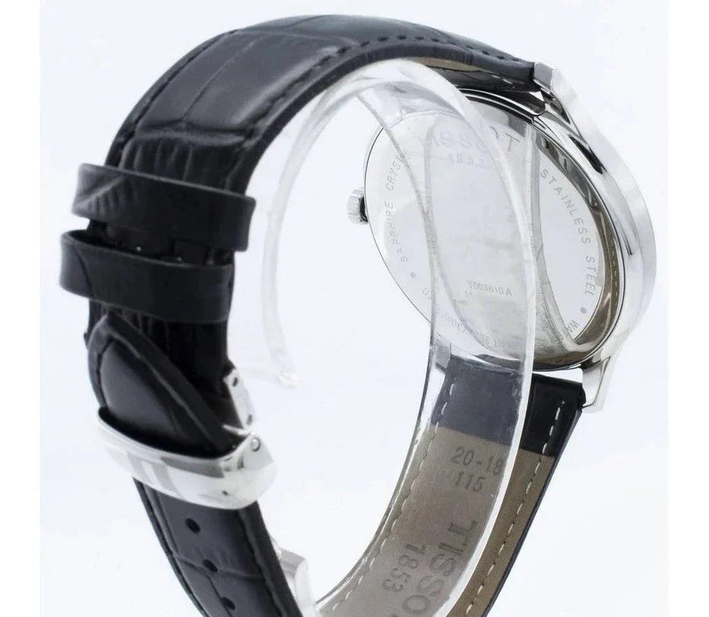 Tissot T Classic Tradition Quartz Black Dial Black Leather Watch For Men - T063.610.16.057.00