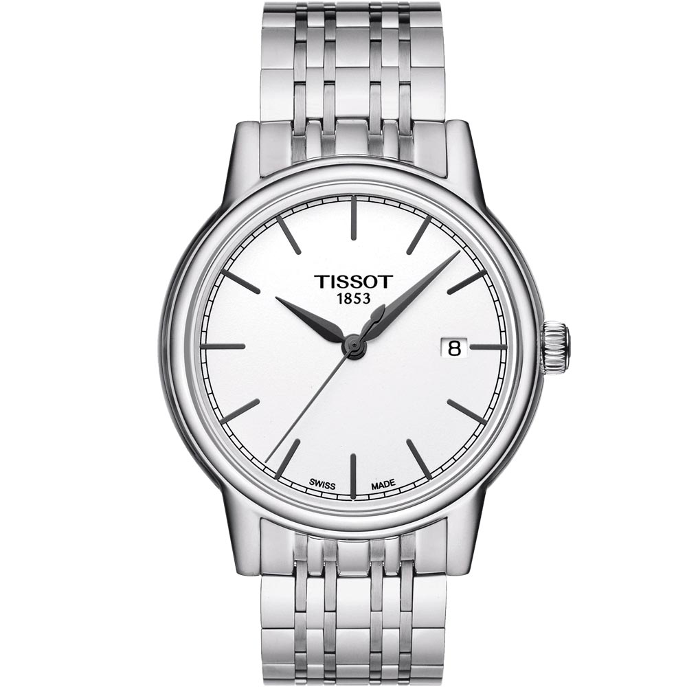 Tissot Carson Steel White Dial Silver Steel Strap Watch For Men - T085.410.11.011.00