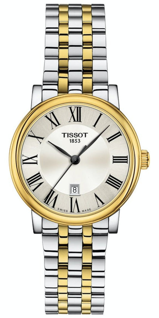 Tissot T Classic Carson Premium White Dial Two Tone Steel Strap Lady Watch For Women - T122.210.22.033.00