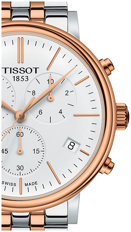 Tissot Carson Premium Chronograph White Dial Silver Steel Strap Watch For Men - T122.417.22.011.00