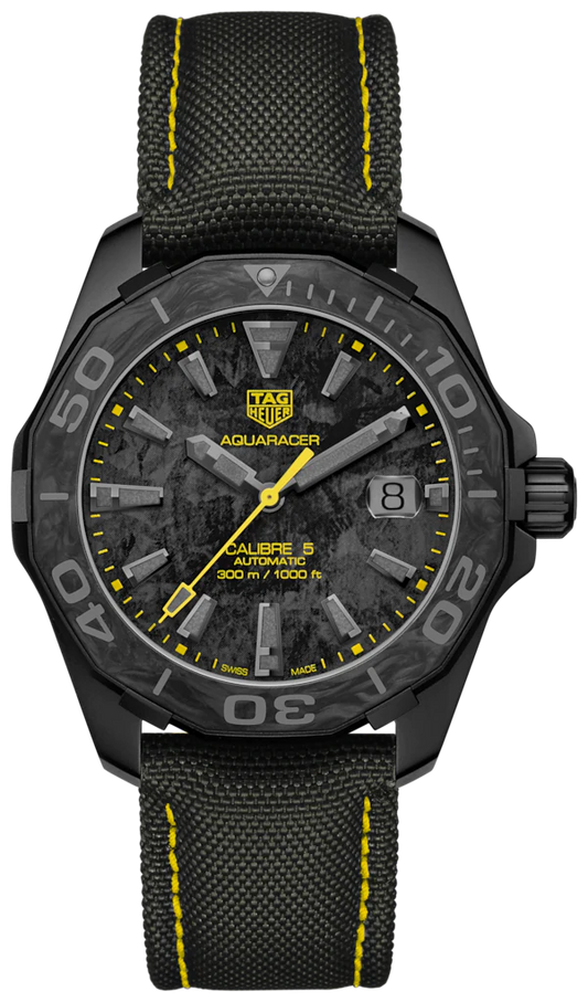 Tag Heuer Aquaracer Calibre 5 Black Dial Black NATO Strap Watch for Men - WBD218B.FC6446