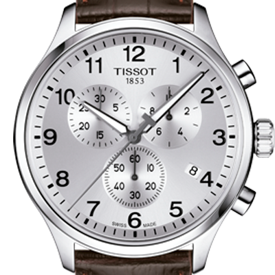 Tissot T Sport Chrono XL Classic Silver Dial Brown Leather Strap Watch For Men - T116.617.16.037.00