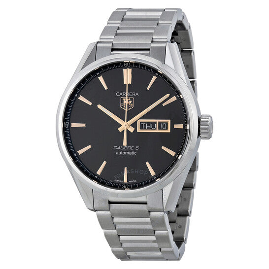 Tag Heuer Carrera Day Date Black Dial Silver Steel Strap Watch for Men - WBN2013.BA0640