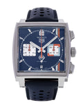 Tag Heuer Monaco Gulf Automatic Chronograph Blue Dial Blue Leather Strap Watch for Men - CBL2115.FC6494