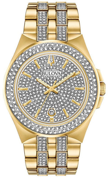 Bulova Crystal Collection Silver Dial Two Tone Steel Strap Watch for Men - 98K102