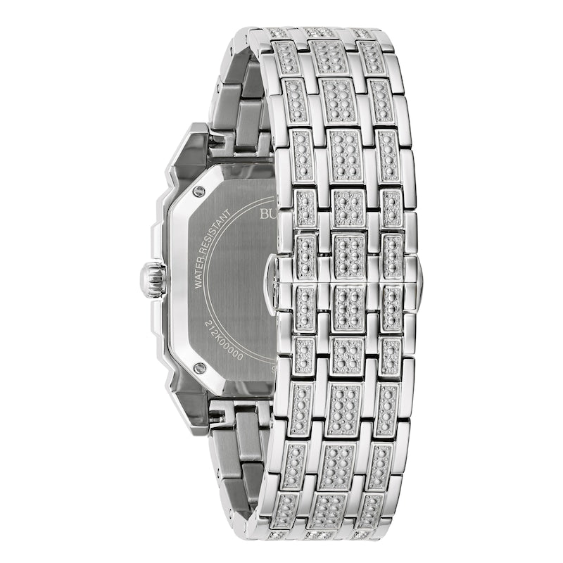 Bulova Phantom Baguette Crystal Blue Dial Silver Steel Strap Watch for Men - 96A254