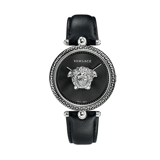 Versace Palazzo Empire Black Dial Black Leather Strap Watch for Women - VCO060017