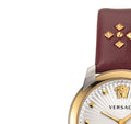 Versace Audrey Quartz Silver Dial Red Leather Strap Watch for Women - VELR00219