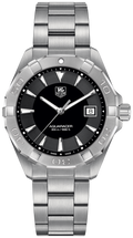Tag Heuer Aquaracer Quartz Black Dial Silver Steel Strap Watch for Men - WAY1110.BA0928