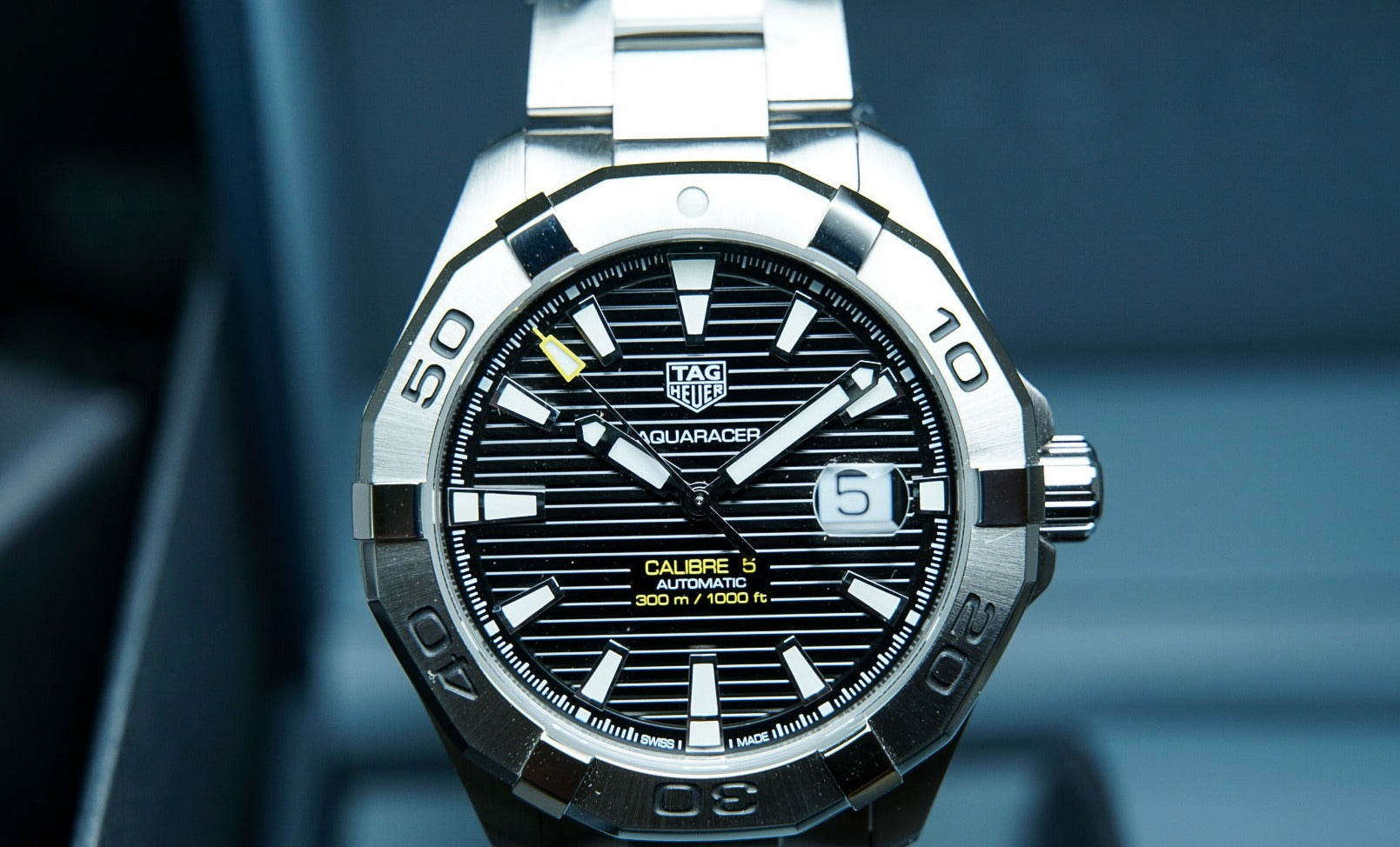 Tag Heuer Aquaracer Automatic Black Dial Silver Steel Strap Watch for Men - WAY2010.BA0927