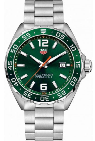 Tag Heuer Formula 1 Limited Edition Quartz Green Dial Silver Steel Strap Watch for Men - WAZ1017.BA0842