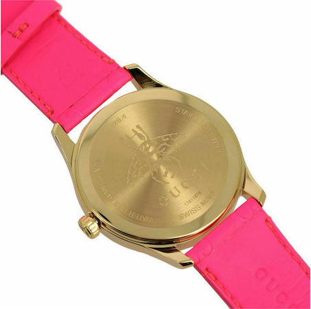 Gucci G Timeless Quartz Pink Dial Pink Leather Strap Watch For Women - YA1264115