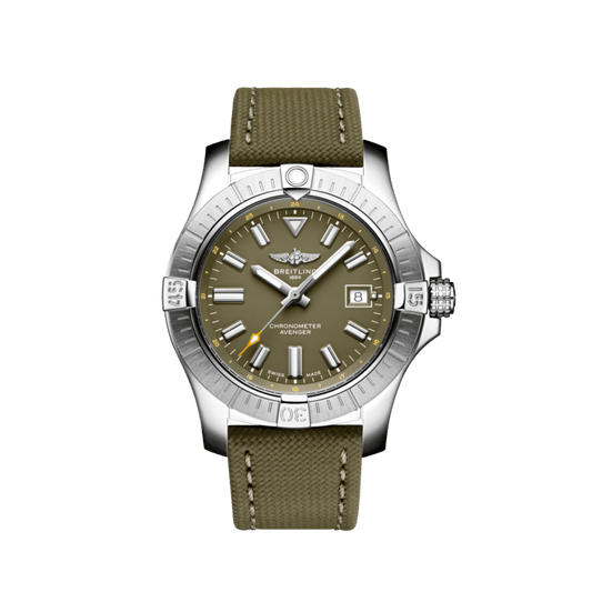 Breitling Avenger Automatic GMT 43 Green Dial Green Nylon Strap Watch for Men - A17318101L1X1