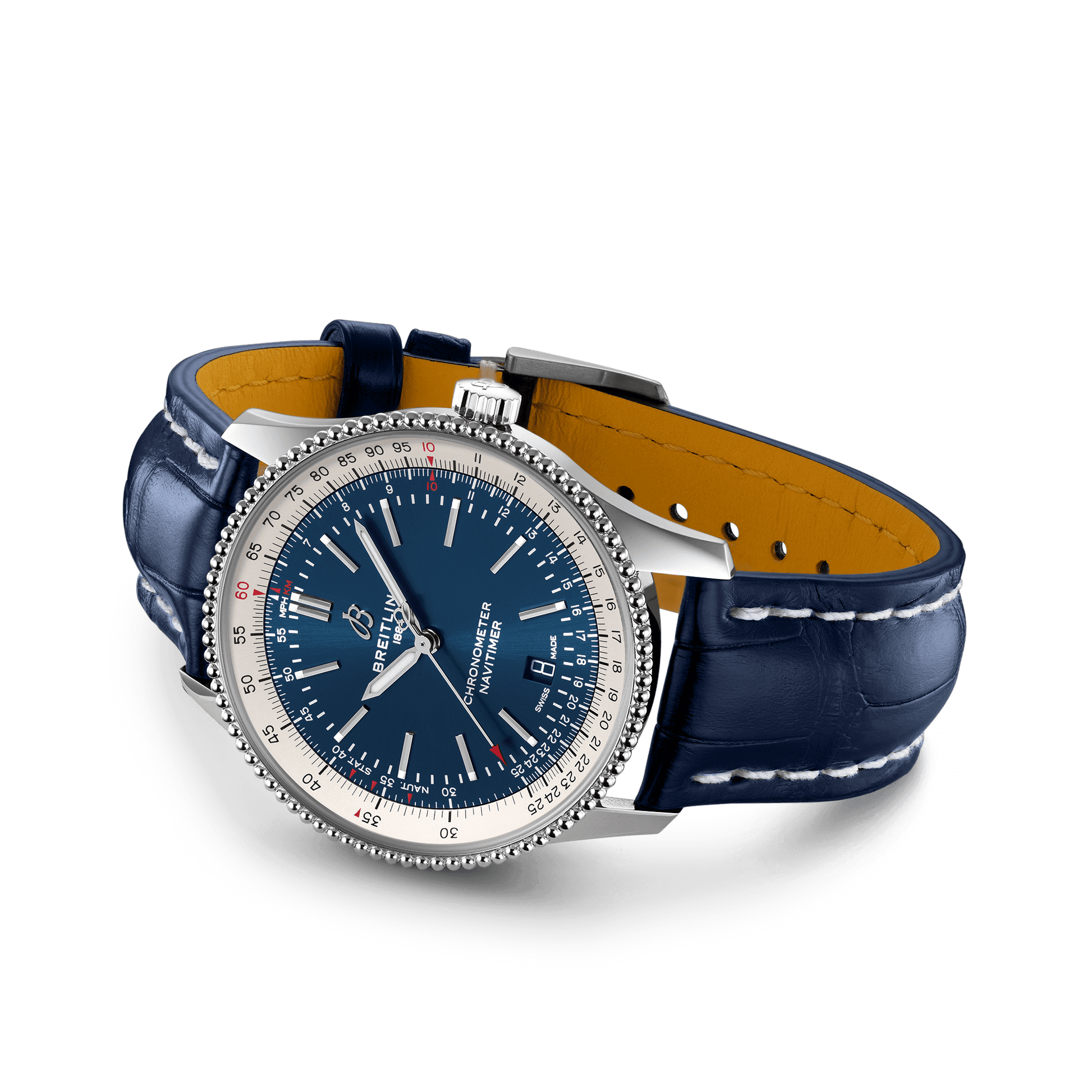 Breitling Navitimer Automatic 41mm Blue Dial Blue Leather Strap Mens Watch - A17326211C1P3