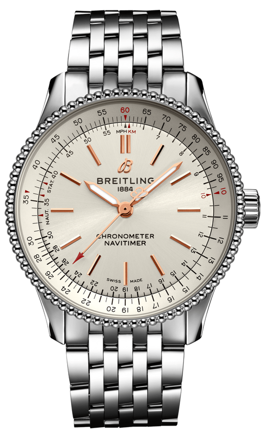 Breitling Navitimer Automatic 35 White Dial Silver Steel Strap Watch for Men - A17395F41G1A1