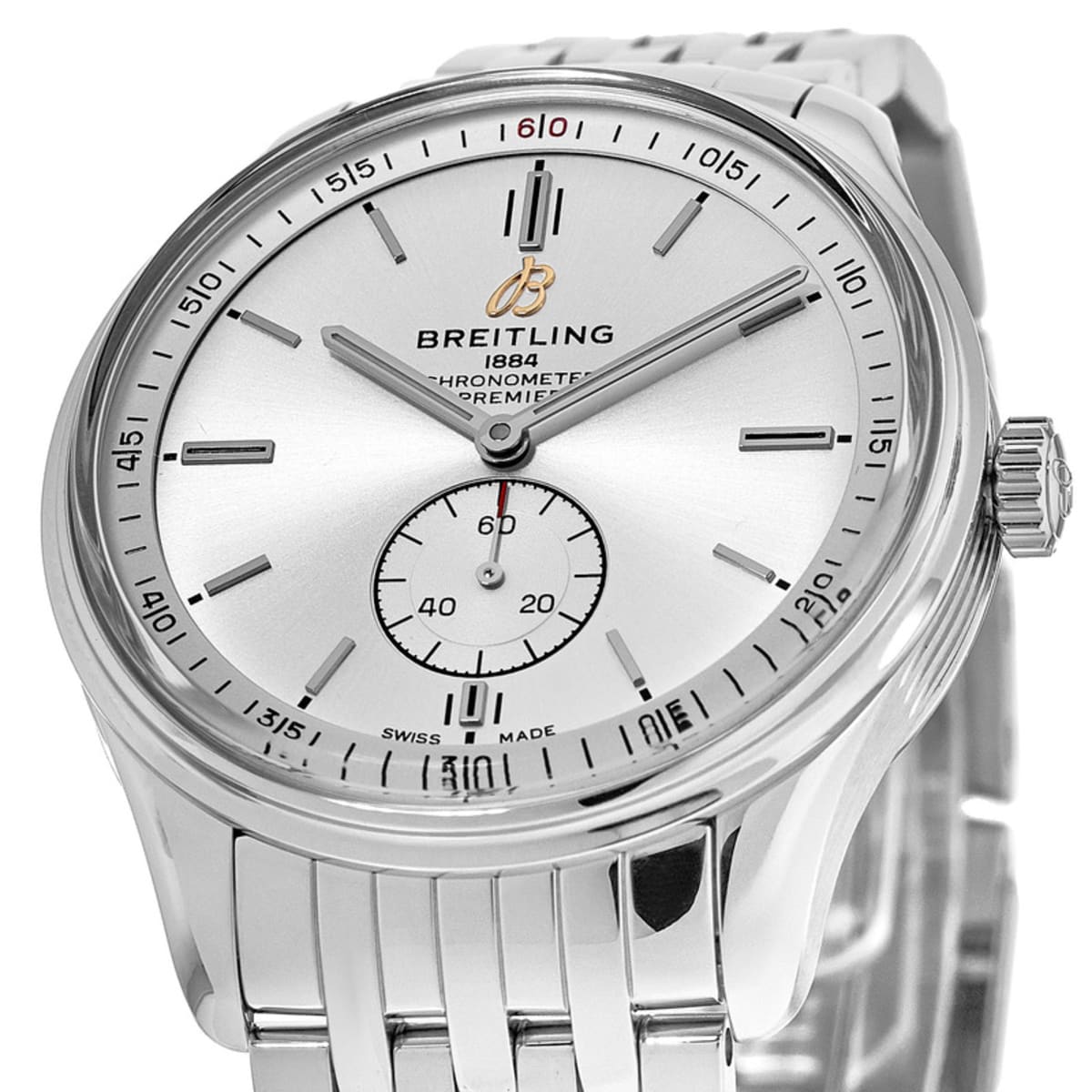 Breitling Premier Automatic 40mm Silver Dial Silver Steel Strap Mens Watch - A37340351G1A1