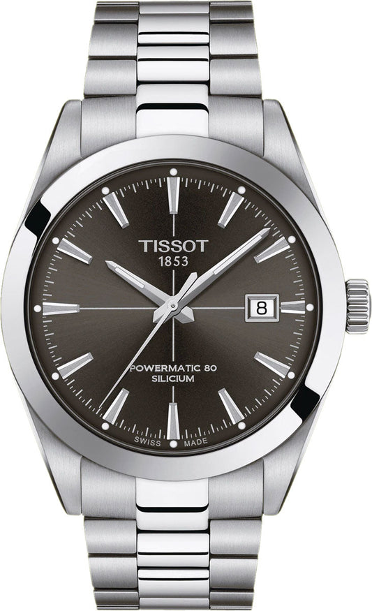Tissot Gentleman Powermatic 80 Silicium Black Dial Silver Steel Strap Watch For Men - T127.407.11.061.01