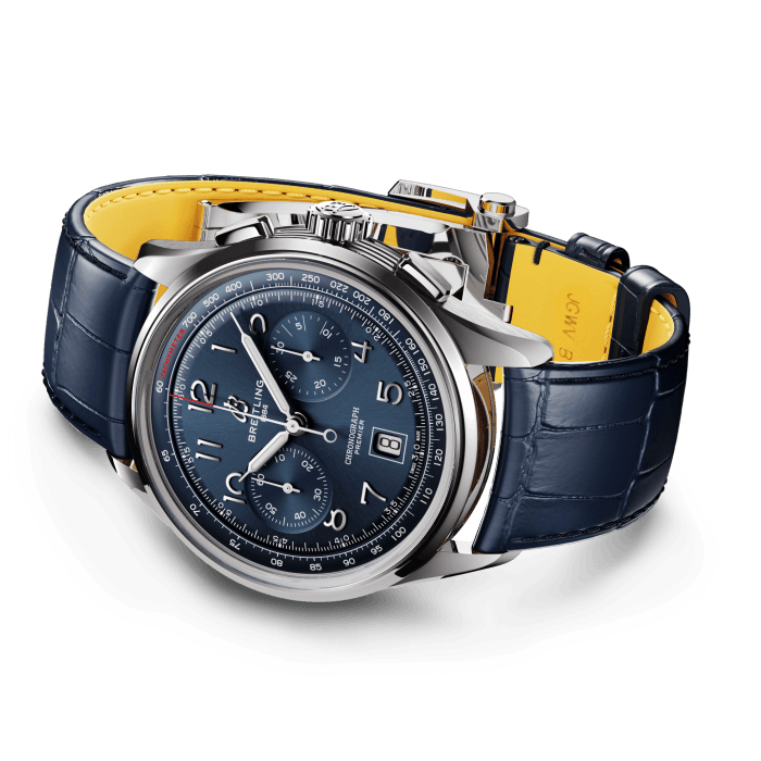 Breitling Premier B01 Chronograph 42 Blue Dial Blue Leather Strap Watch for Men - AB0145171C1P2