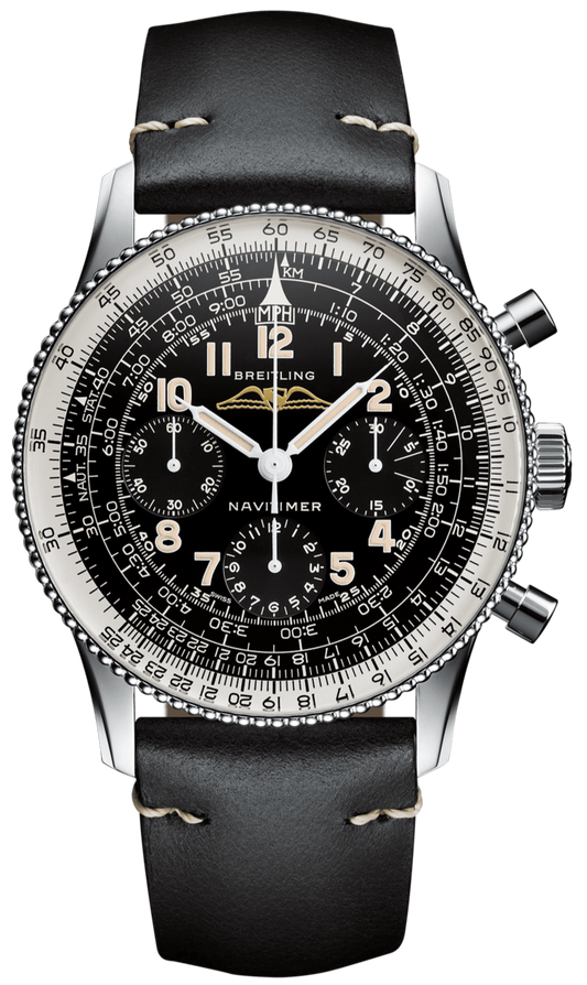 Breitling Navitimer Ref. 806 1959 Re-Edition Black Dial Brown Leather Strap Watch for Men - AB0910371B1X1
