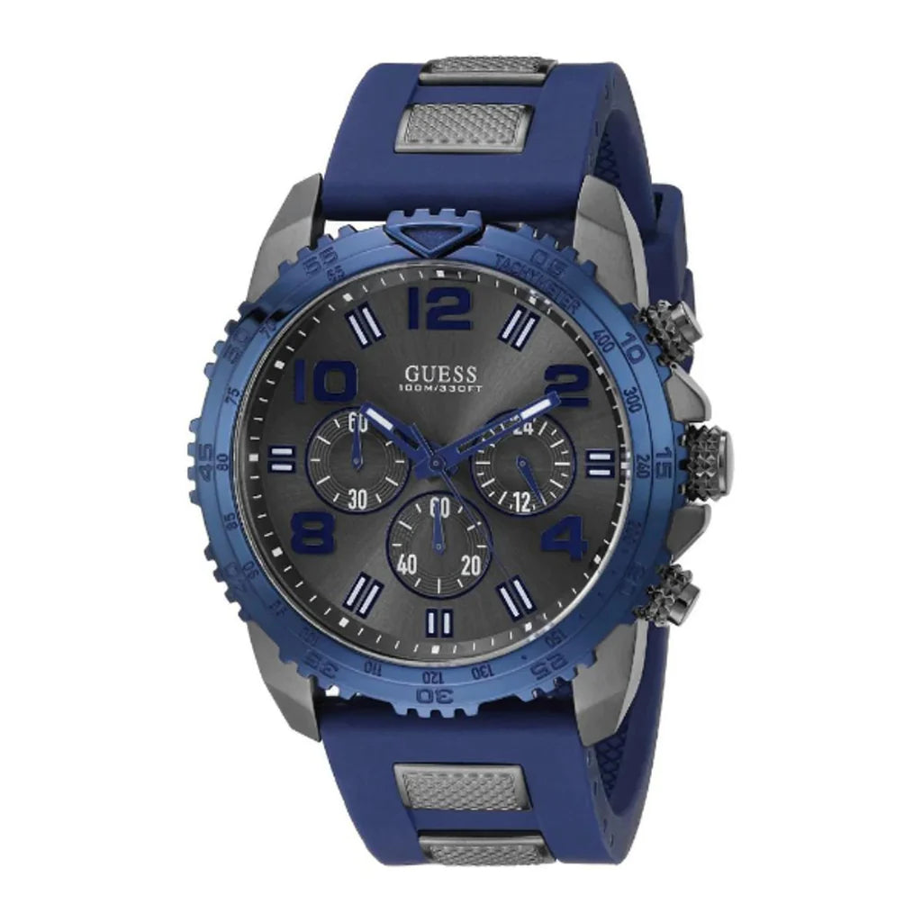 Guess Velocity Blue Dial Blue Rubber Strap Watch for Men - W0599G2