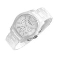 Emporio Armani Ceramic Chronograph White Dial White Steel Strap Watch For Women - AR1403