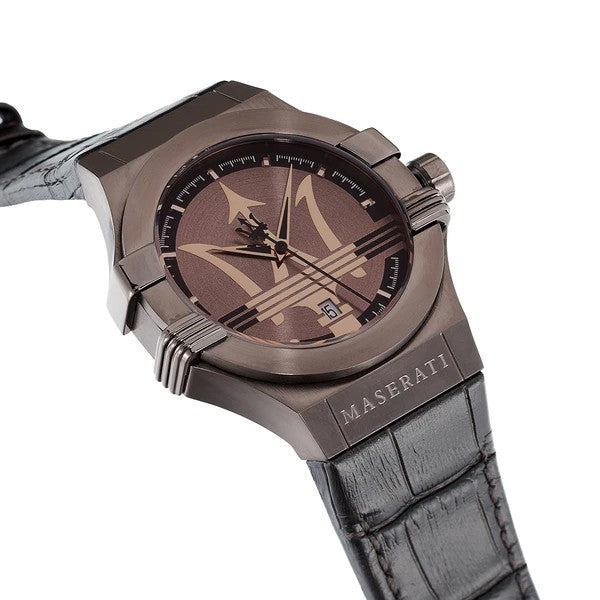 Maserati Potenza Brown Dial Brown Leather Strap Watch For Men - R8851108011