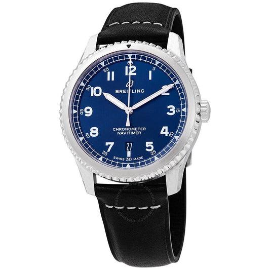 Breitling Navitimer 8 Automatic 41mm Blue Dial Black Leather Strap Mens Watch - A1731410