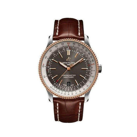 Breitling Navitimer 1 Automatic 41mm Black Dial Brown Leather Strap Mens Watch - U17326211M1P1