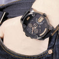 Diesel Little Daddy Chronograph Black Dial Black Leather Strap Watch For Men - DZ7291