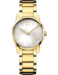 Calvin Klein City White Dial Gold Steel Strap Watch for Women - K2G23546