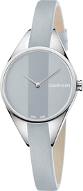 Calvin Klein Rebel Grey Dial Grey Leather Strap Watch for Women - K8P231Q4