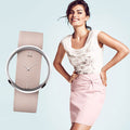 Calvin Klein Glam Transparent Dial Beige Leather Strap Watch for Women - K9423162