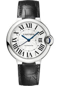Cartier Ballon Bleu de Cartier Silver Dial Black Leather Strap Watch for Men - WSBB0026