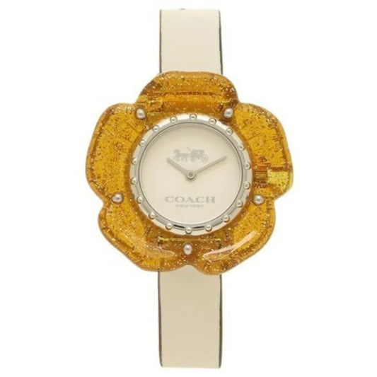 Coach Perry White Dial Beige Leather Strap Watch for Women - 14503050