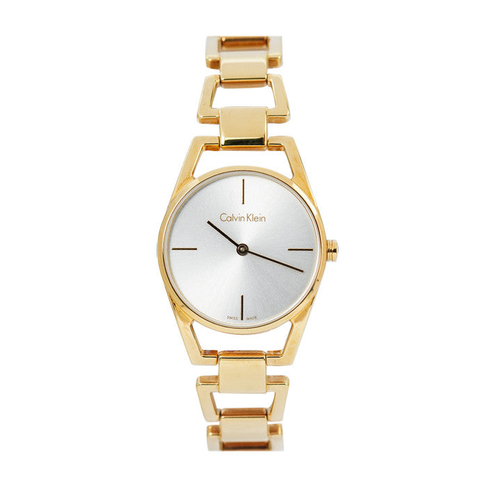 Calvin Klein Dainty White Dial Gold Steel Strap Watch for Women - K7L23546
