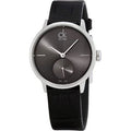 Calvin Klein Accent Black Dial Black Leather Strap Watch for Women  - K2Y2Y1C3