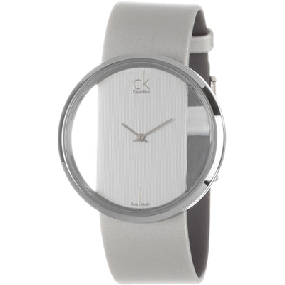 Calvin Klein Glam Transparent Dial Sky Blue Leather Strap Watch for Women - K9423193