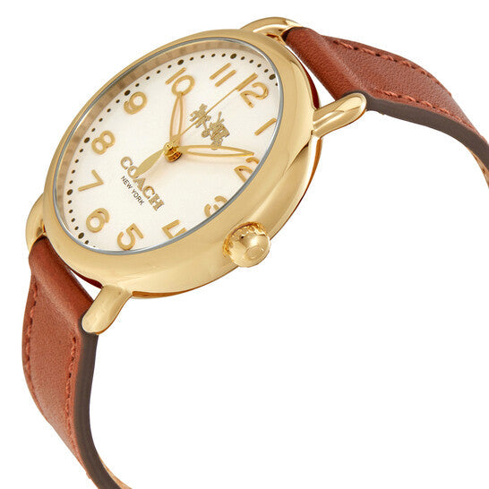 Coach Delancey White Dial Brown Leather Strap Watch for Women - 14502715