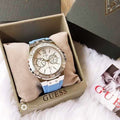 Guess Limelight Crystals White Dial Blue Rubber Strap Watch for Women - W1053L5