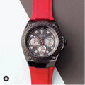 Guess Legacy Black Dial Red Silicone Strap Watch for Men - W1049G6