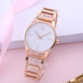 Calvin Klein Stately White Dial Rose Gold Steel Strap Watch for Women - K3G23626