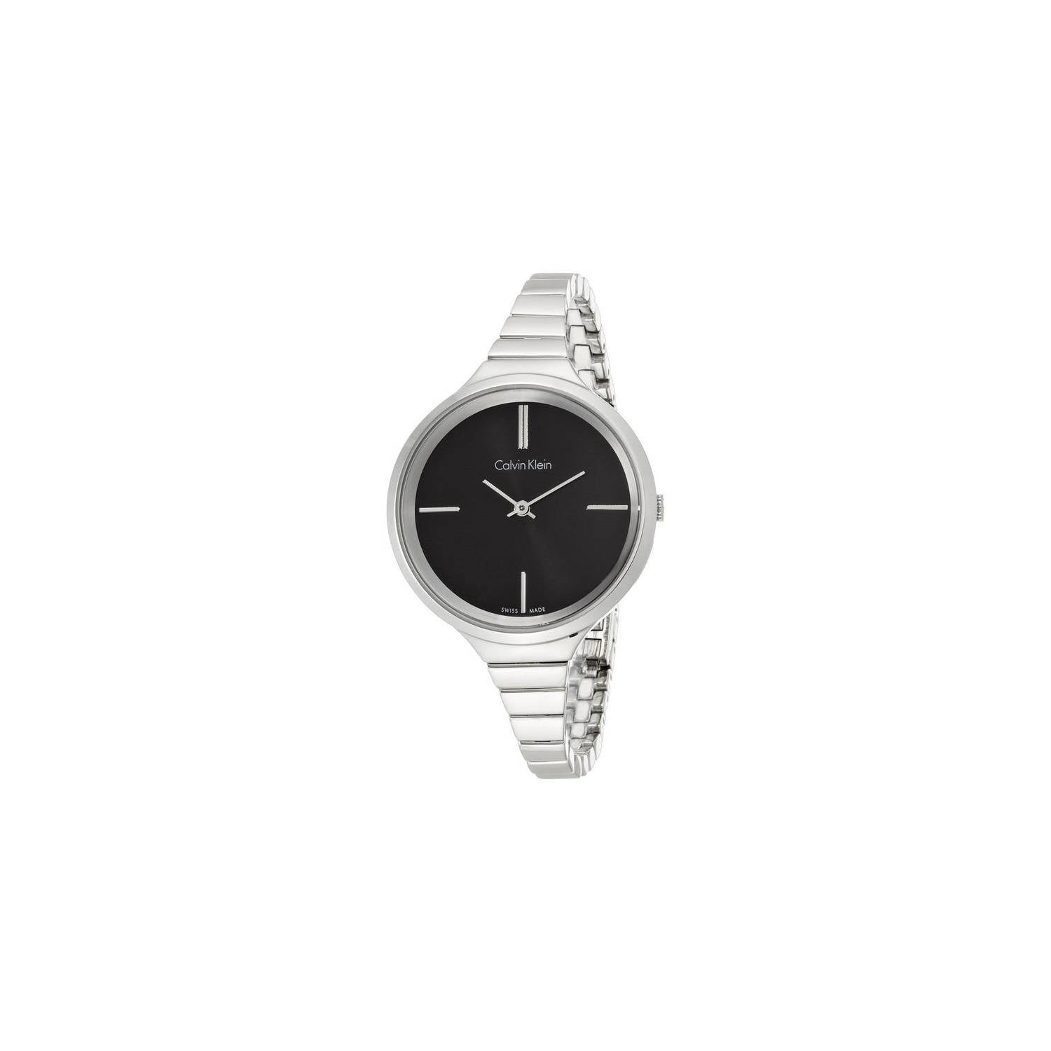Calvin Klein Lively Black Dial Silver Steel Strap Watch for Women - K4U23121