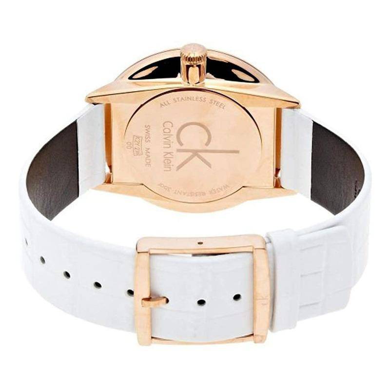 Calvin Klein Accent White Dial White Leather Strap Watch for Women - K2Y2X6K6