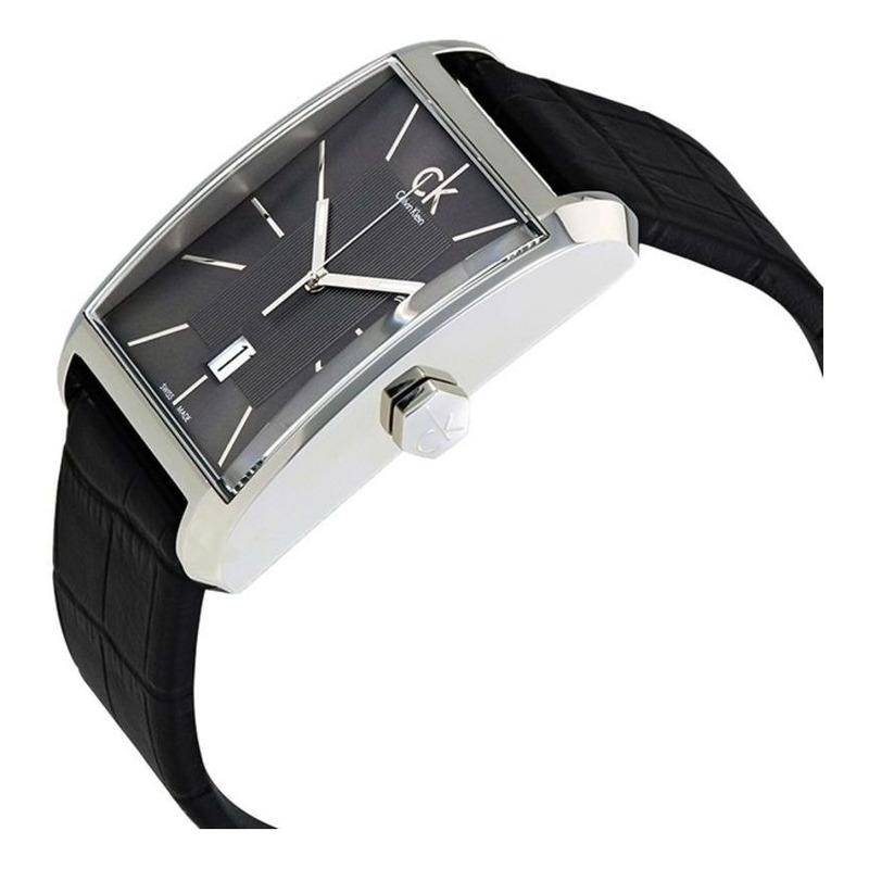 Calvin Klein Window Black Dial Black Leather Strap Watch for Men - K2M21107