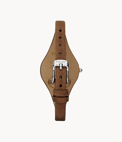 Fossil Georgia White Dial Brown Leather Strap Watch for Women - ES3060