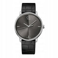 Calvin Klein Grey Dial Black Leather Strap Watch for Women - K2Y2Y1CU