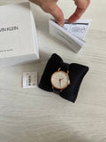 Calvin Klein Even White Dial Black Leather Strap Watch for Women - K7B236C6