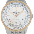 Breitling Navitimer Automatic 38mm White Dial Silver Steel Strap Mens Watch - A17325211G1A1