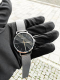Calvin Klein Even Black Dial Silver Mesh Bracelet Watch for Women - K7B21121